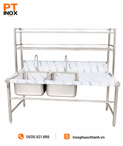 Chậu rửa công nghiệp có kệ song
